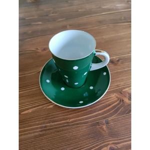 vintage NASCO cup and saucer polka dot green